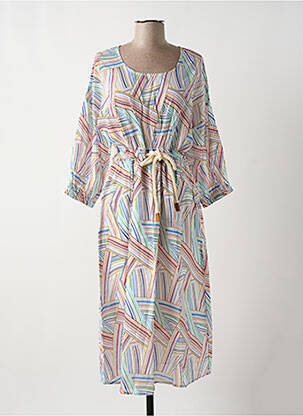 Robe mi-longue manches 3/4 manches 3/4 blanc LILI SIDONIO femme