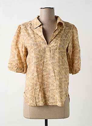 Blouse imprimé fantaisie manches courtes beige YAYA femme