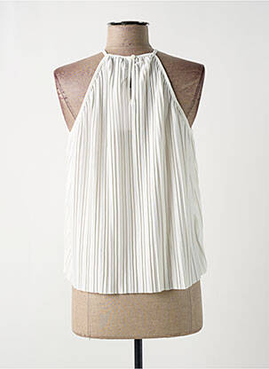 Top col carré fines bretelles blanc MANGO femme