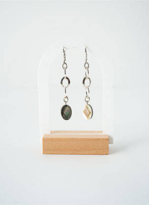 Boucles d’oreilles fermeture fermoir clips gris SATINE femme