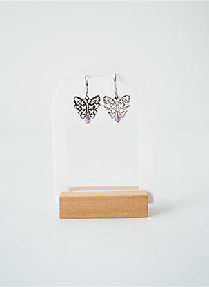 Boucles d’oreilles fermeture fermoir clips violet SATINE femme