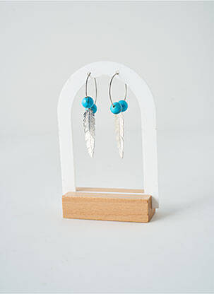 Boucles d’oreilles ornement breloque / pampille bleu SATINE femme