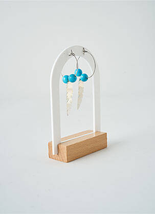 Boucles d’oreilles ornement breloque / pampille bleu SATINE femme