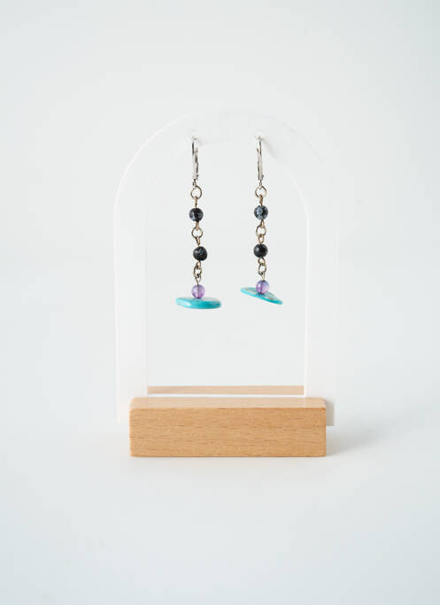 Boucles d’oreilles ornement perles bleu SATINE femme