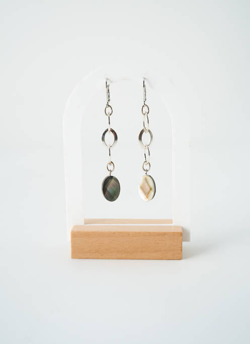 Boucles d’oreilles fermeture fermoir clips gris SATINE femme