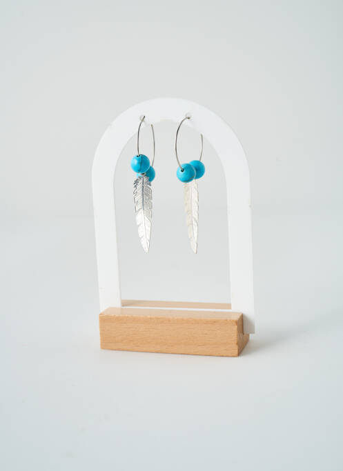 Boucles d’oreilles ornement breloque / pampille bleu SATINE femme