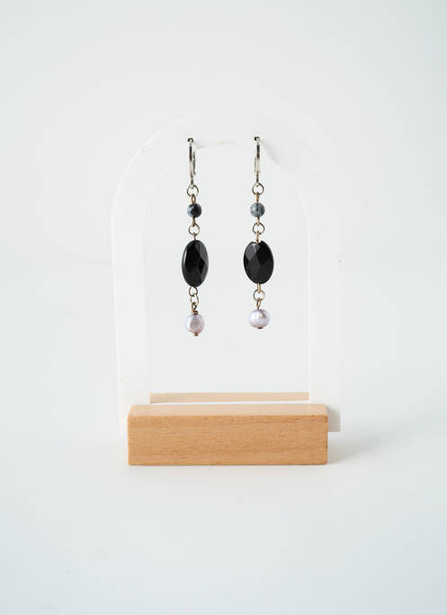 Boucles d’oreilles noir SATINE pour femme