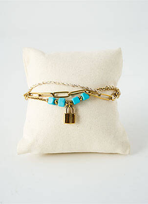 Bracelet fermeture fermoir mousqueton bleu SATINE femme