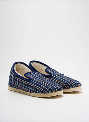 Chaussons/pantoufles bout rond bout rond bleu LA MANUFACTURE DE PANTOUFLES homme