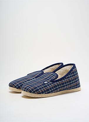 Chaussons/pantoufles bout rond bout rond bleu LA MANUFACTURE DE PANTOUFLES homme
