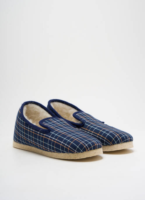 Chaussons/pantoufles bout rond bout rond bleu LA MANUFACTURE DE PANTOUFLES homme