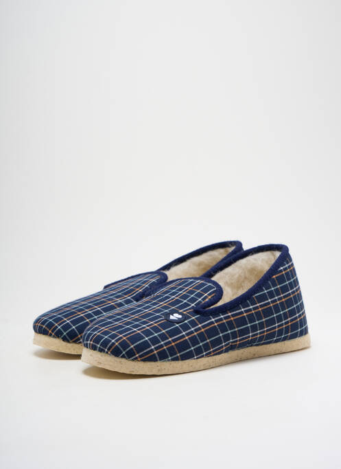 Chaussons/pantoufles bout rond bout rond bleu LA MANUFACTURE DE PANTOUFLES homme