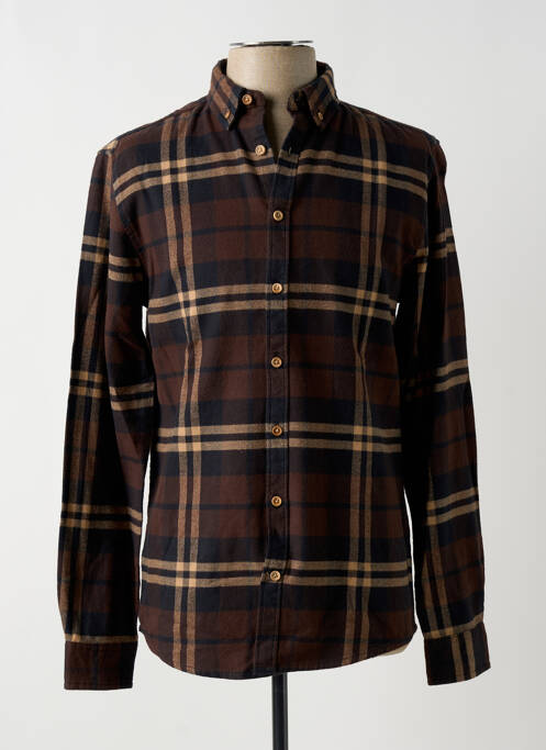 Chemise manches longues marron KRONSTADT pour homme