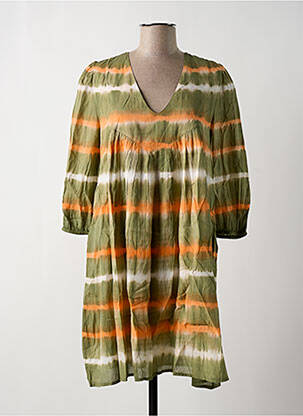 Robe courte manches 3/4 manches 3/4 vert GARANCE femme