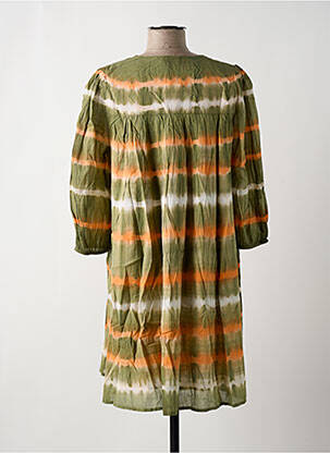 Robe courte manches 3/4 manches 3/4 vert GARANCE femme
