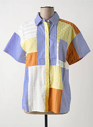 Chemisier coupe droite manches courtes bleu FRNCH femme