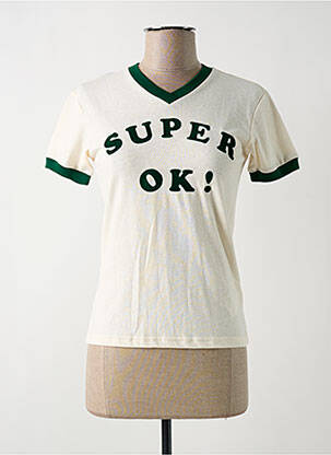 T-shirt col v manches courtes beige DEUS EX MACHINA femme