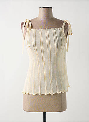 Top col carré fines bretelles beige OLAF femme