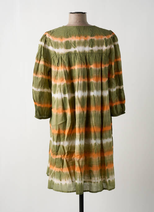 Robe courte manches 3/4 manches 3/4 vert GARANCE femme