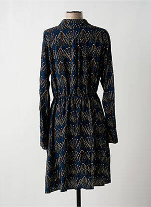 Robe mi-longue coupe fluide manches longues bleu HARTFORD femme