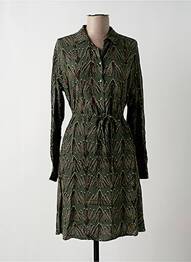 Robe mi-longue coupe fluide manches longues vert HARTFORD femme