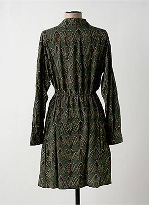Robe mi-longue coupe fluide manches longues vert HARTFORD femme