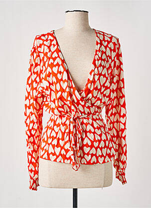 Blouse imprimé fantaisie manches longues orange MADEMOISELLE YEYE femme