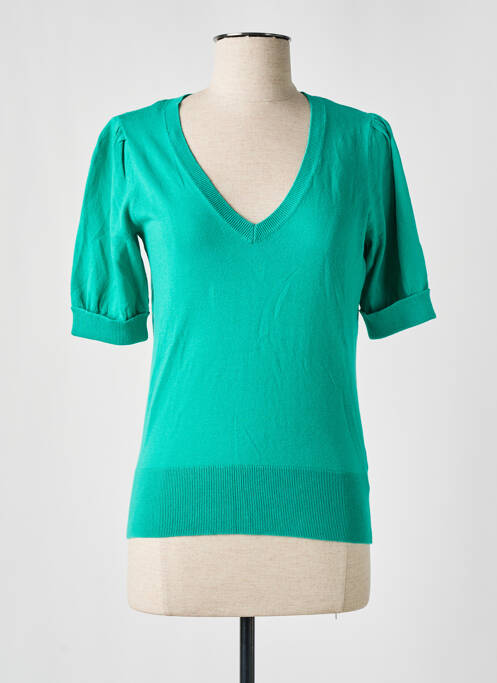 Pull coupe cintrée manches courtes vert KING LOUIE femme