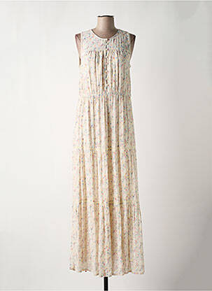 Robe longue imprimé fantaisie sans manche beige INDI & COLD femme