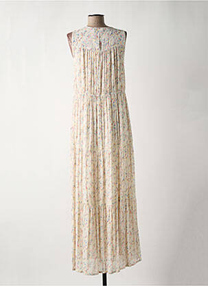 Robe longue imprimé fantaisie sans manche beige INDI & COLD femme