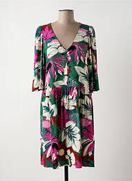 Robe mi-longue coupe fluide manches 3/4 vert DES PETITS HAUTS femme