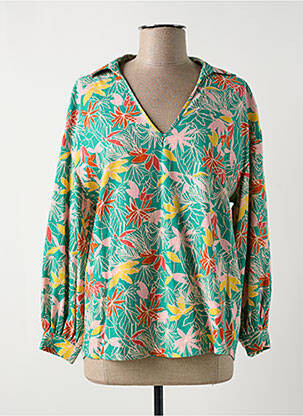 Blouse imprimé fleurs manches longues vert DES PETITS HAUTS femme