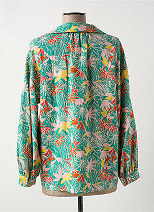 Blouse imprimé fleurs manches longues vert DES PETITS HAUTS femme