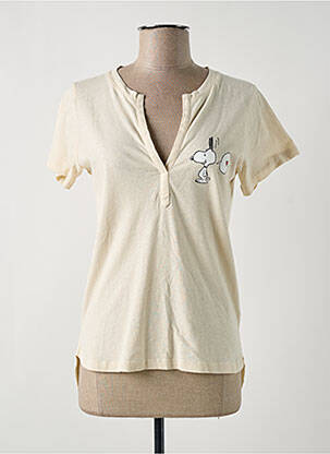 T-shirt col v manches courtes beige SWILDENS femme