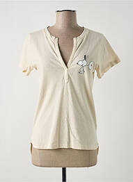 T-shirt col v manches courtes beige SWILDENS femme