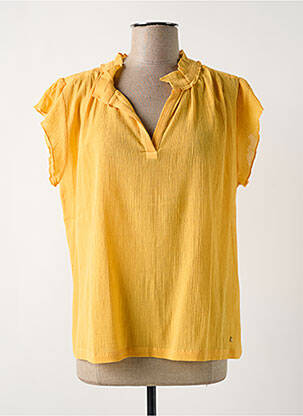 Blouse légère et transparente manches courtes jaune DES PETITS HAUTS femme