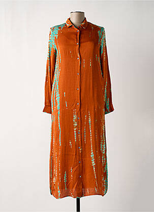 Robe longue manches longues manches longues orange BELLA JONES femme