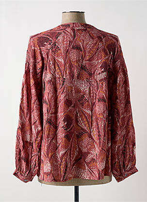 Blouse tissage popeline manches longues rose INDI & COLD femme