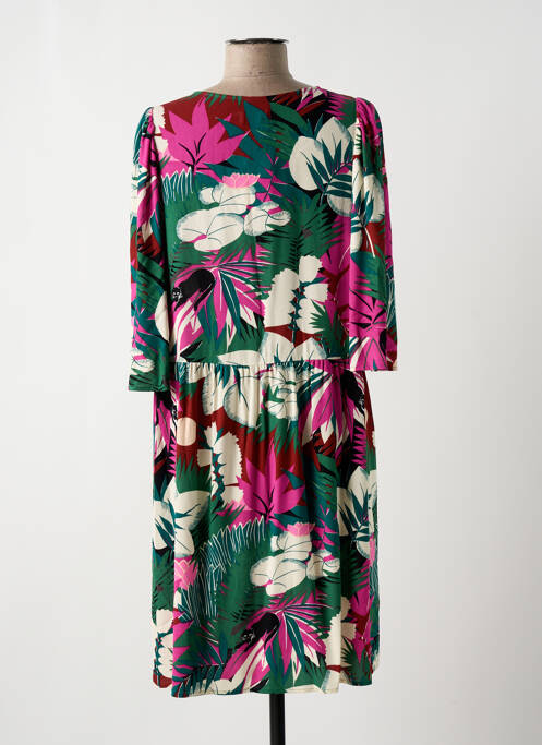Robe mi-longue coupe fluide manches 3/4 vert DES PETITS HAUTS femme