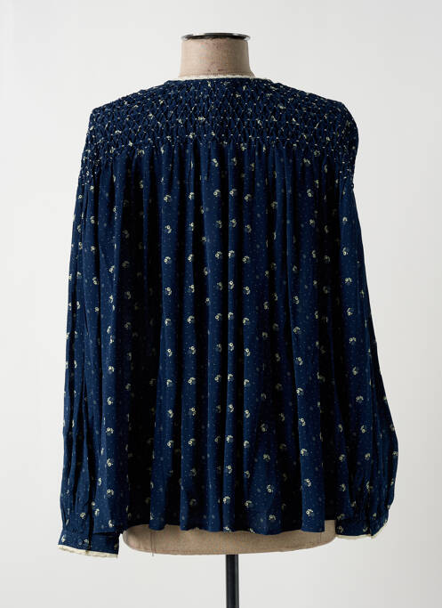 Blouse imprimé fleurs manches longues bleu SWILDENS femme