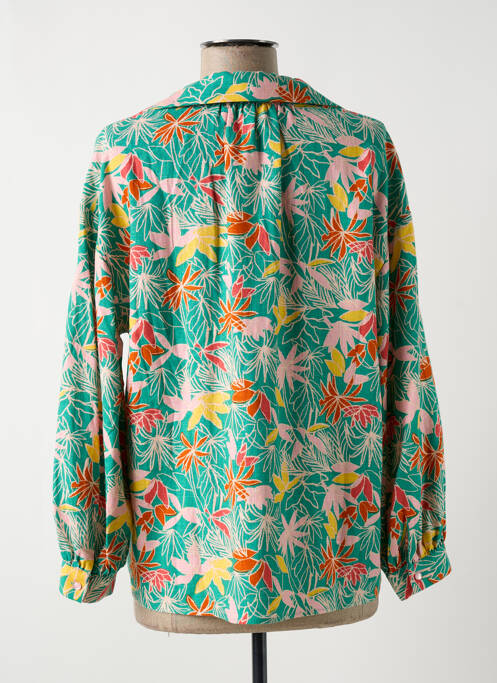 Blouse imprimé fleurs manches longues vert DES PETITS HAUTS femme