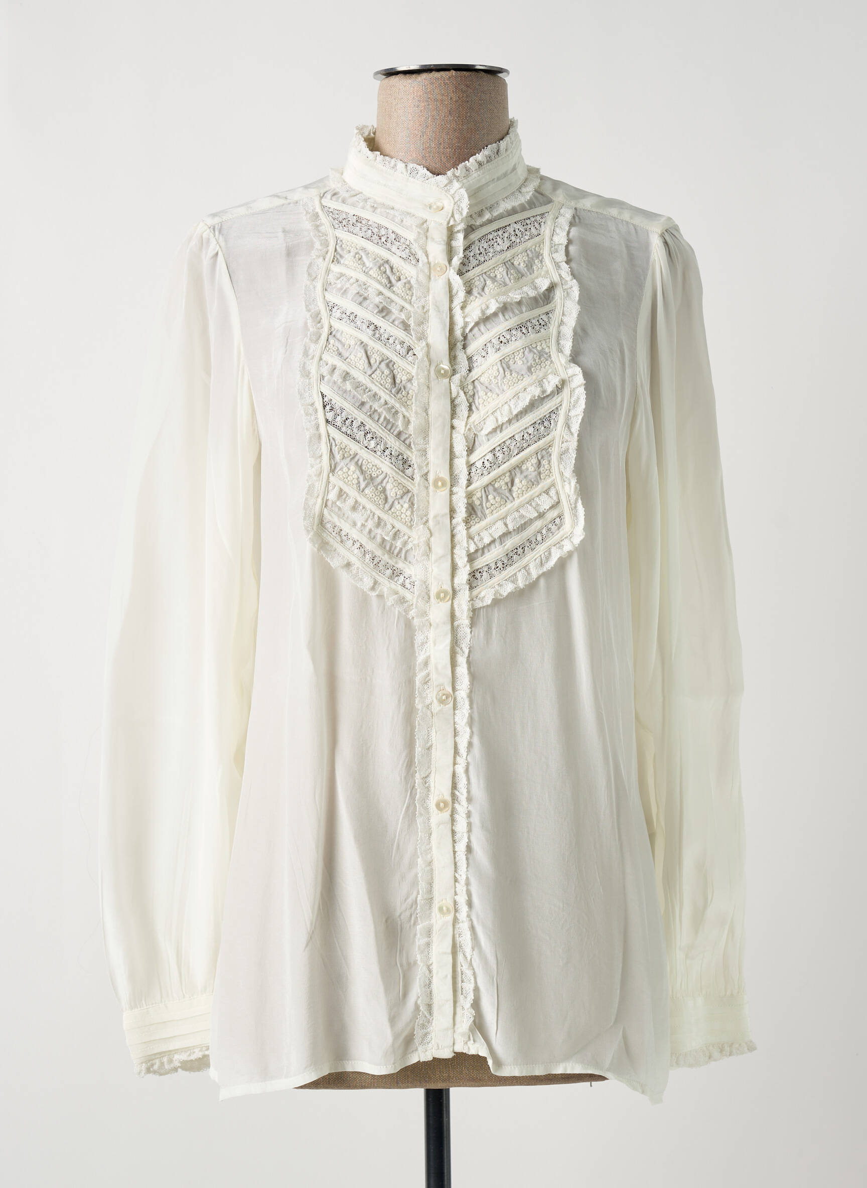 Tunique Rouge Transparente à Fleurs - Taille 38 Fluide Col V Broderie - Style Bohème Femme