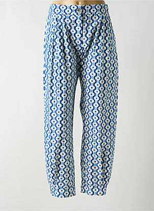 Pantalon droit fermeture zippée sous rabat boutonné bleu BELLEROSE femme