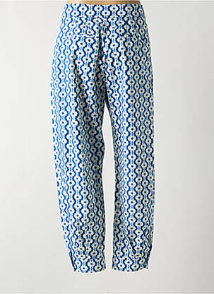 Pantalon droit fermeture zippée sous rabat boutonné bleu BELLEROSE femme