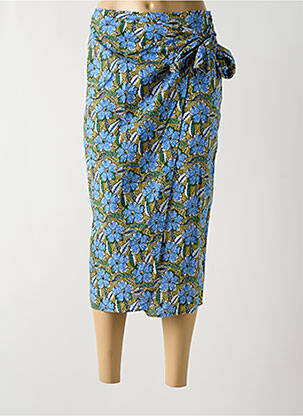 Jupe mi-longue fermeture zip latéral bleu BELLEROSE femme