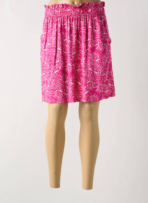Jupe courte taille élastique rose DES PETITS HAUTS femme