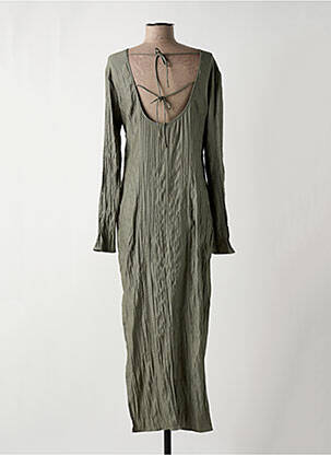 Robe longue manches dos nu manches longues vert SAMSOE & SAMSOE femme