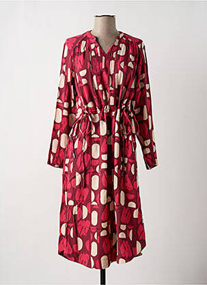 Robe mi-longue imprimé fantaisie manches longues rose WHITE STUFF femme
