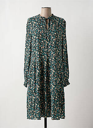 Robe mi-longue coupe évasée manches longues bleu OUI femme