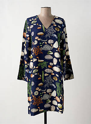 Robe mi-longue imprimé fantaisie manches longues bleu NICE THINGS femme